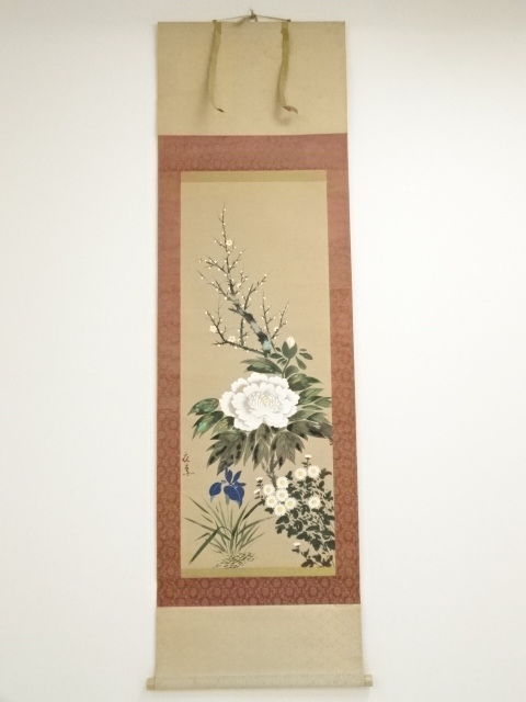 道具 ] - 道具 花善筆 四季草花 肉筆絹本掛軸への質問 | ネット